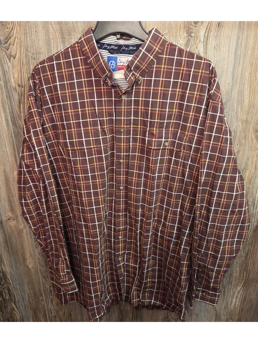 VTG Wrangler George Strait Cowboy Cut Collection Sz 2XL Button Shirt Brown Plaid